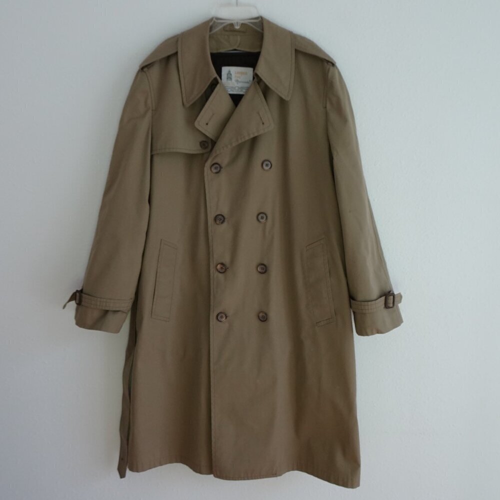 Vintage 70s London Fog Trench Coat Men’s Size 42 Long Removable Liner Belted